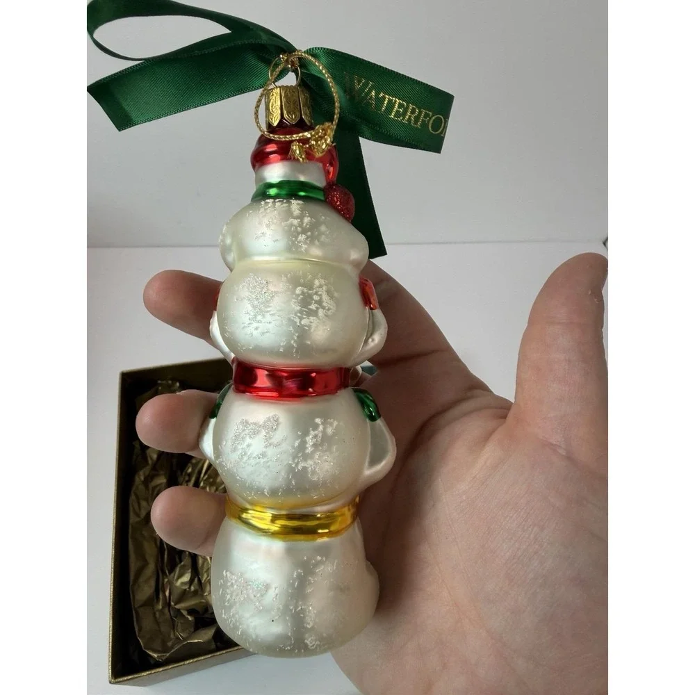 Waterford Blown Glass Holiday Heirlooms Three‎ Snowmen Christmas Ornament